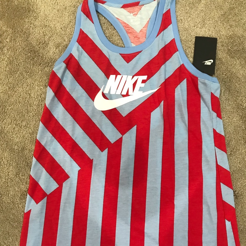 Nike Women's CQ4235 White Swoosh Stripe Tank